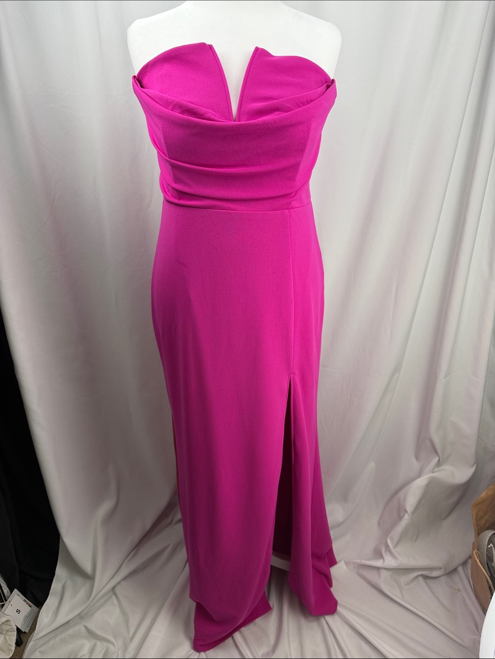 Lulus NWT Magenta Strapless V-Bar Draped Maxi Dress XL